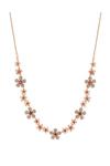 Lipsy Rose Gold Plated Pink Flower Short Necklace thumbnail 1