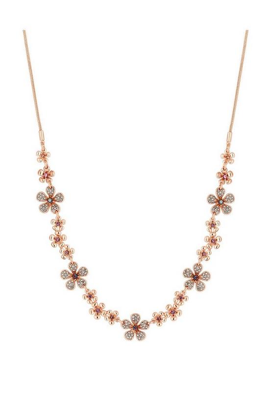 Lipsy Rose Gold Plated Pink Flower Short Necklace 1