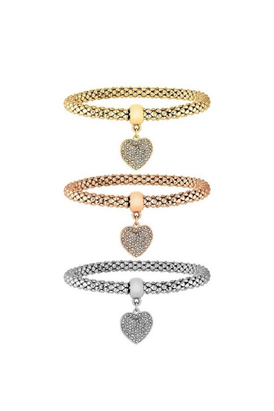 Jon Richard Three Tone Heart Charm 3 Pack of Bracelets 1