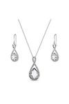 Jon Richard Silver Crystal Halo Necklace and Earring Jewellery Set thumbnail 1