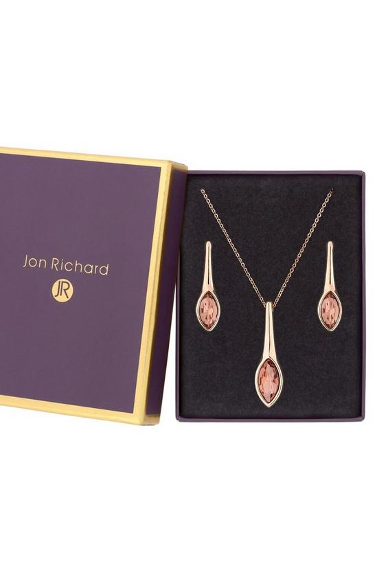 Jon Richard Gift Packed Rose Gold And Pink Necklace And Earring Jewellery Set 2