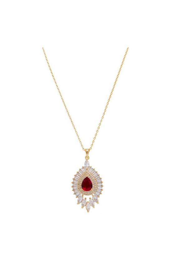 Jon Richard Gift Packaged Gold Plate And Red Cubic Zirconia Pendant Necklace 1
