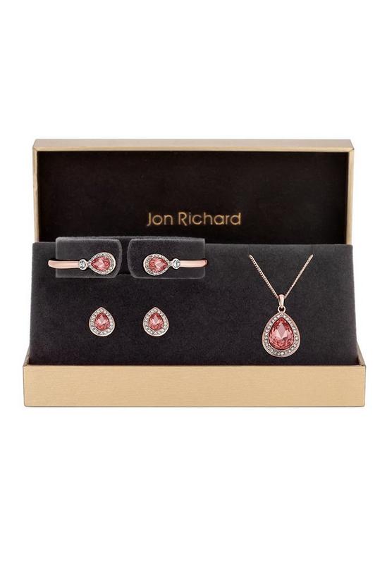 Jon Richard Rose Gold Plated With Pink Pear Crystals Trio Set - Gift Boxed 1