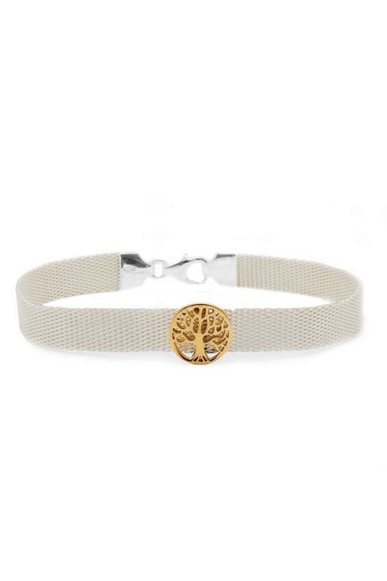 Simply Silver 14ct Gold Plated Sterling Silver 925 Tree Of Love Mesh Bracelet 1