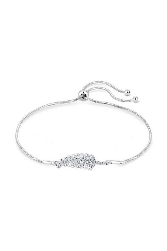 Simply Silver Sterling Silver 925 Embellished with Crystals Feather Bracelet 1