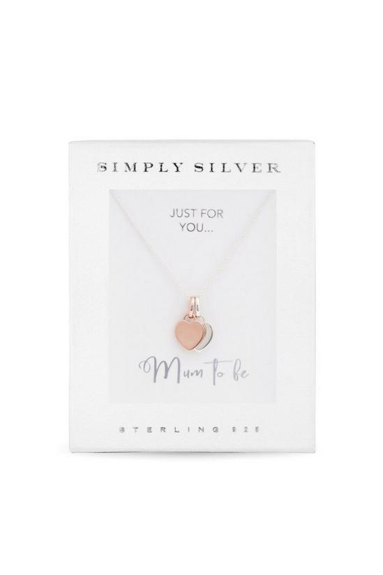 Simply Silver Gift Packaged 14ct Rose Gold Plated Sterling Silver Double Heart Necklace 1