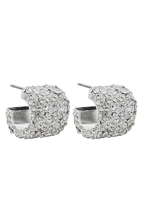 Mood Silver Crystal Mini Hoop Earrings 1