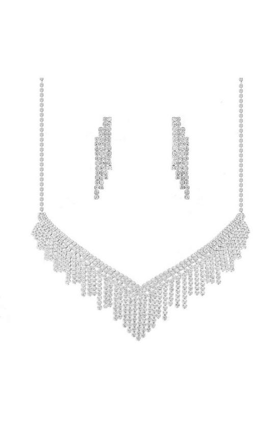 Mood Silver Statement Diamante Necklace And Earring Jewellery Set 1