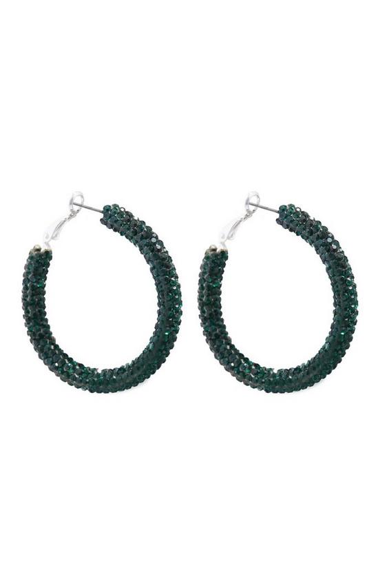 Mood Green Diamante Hoop Earrings 1
