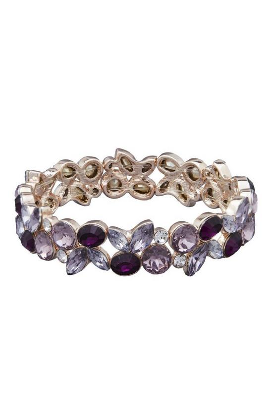 Mood Rose Gold Purple Cluster Stretch Bracelet 1