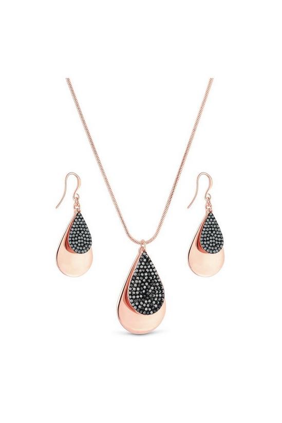 Mood Rose Gold Crystal Teardrop Necklace and Earring Jewellery sets 1