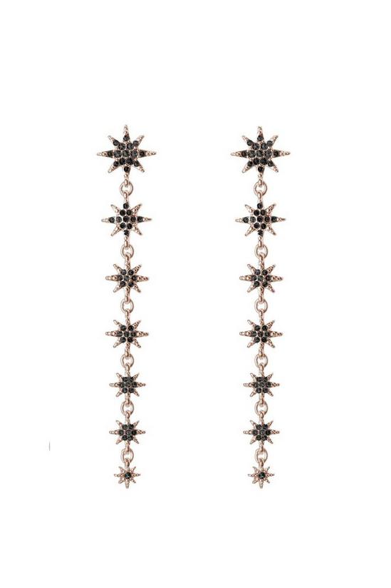 Lipsy Rose Gold Plated Jet Crystal Star Linear Drop Earrings 1