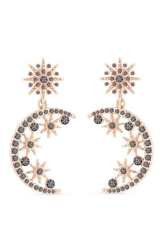 Lipsy Rose Gold Plated Jet Crystal Moon Cresent Drop Earrings 1