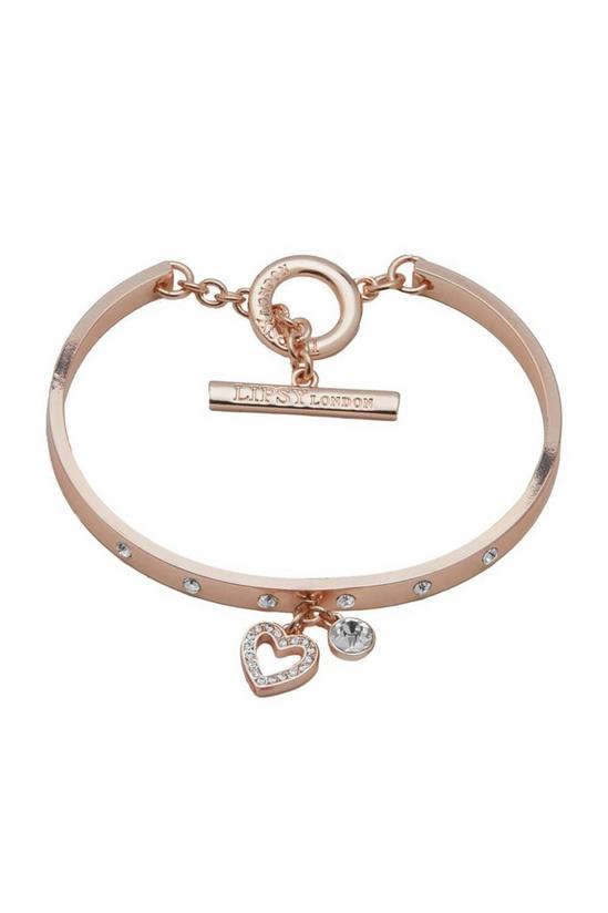Lipsy Rose Gold Plated Crystal T-Bar Heart Bracelet - Gift Boxed 2