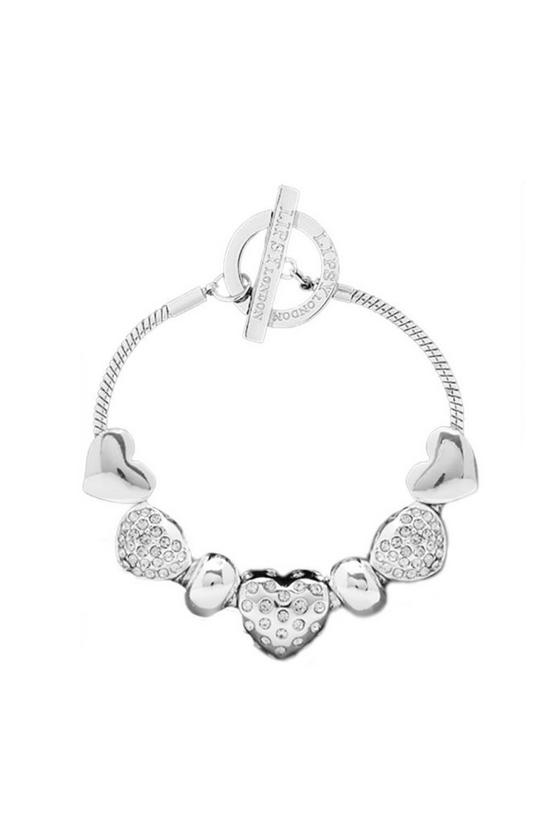 Lipsy Silver with Crystal Charm T-Bar Bracelet Gift Set 1