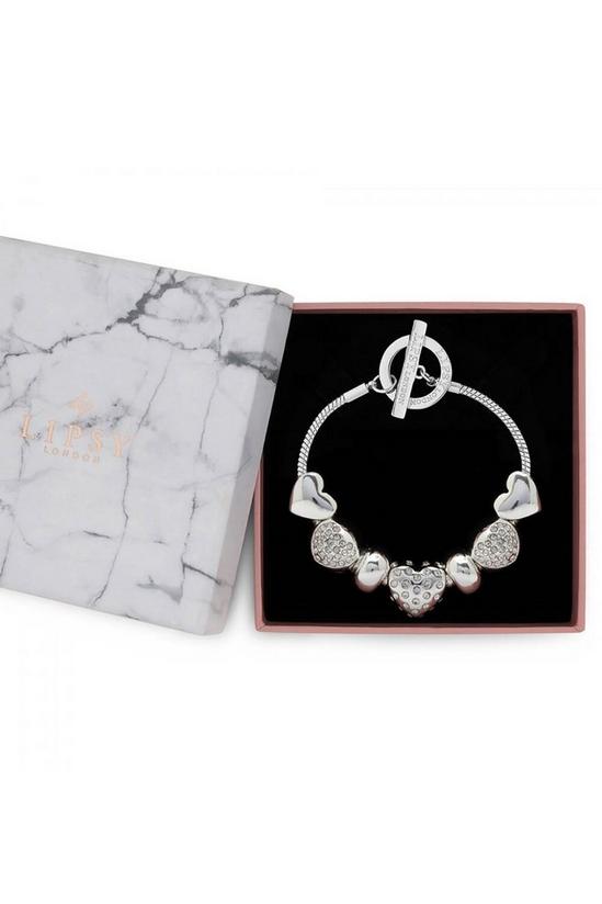 Lipsy Silver with Crystal Charm T-Bar Bracelet Gift Set 2