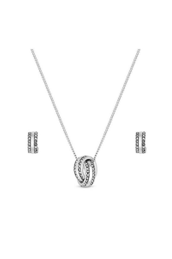 Jon Richard Silver Crystal Link Necklace and Earring Jewellery Set 1