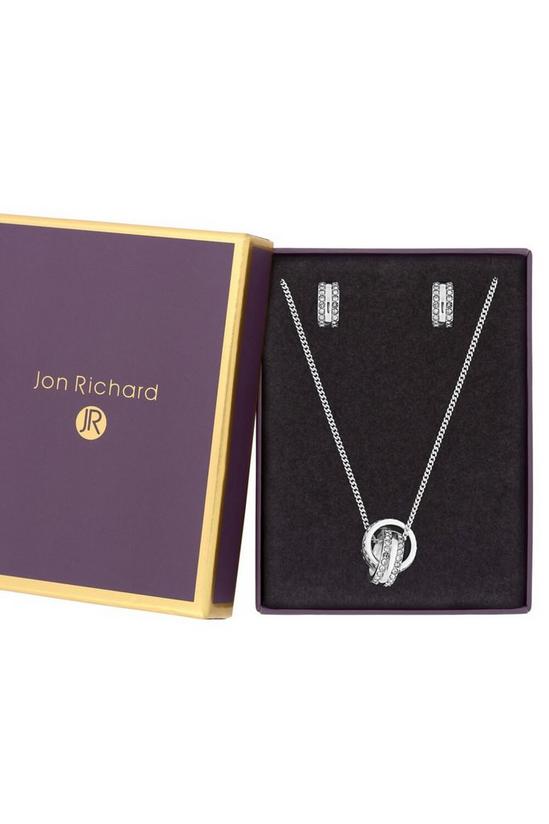 Jon Richard Silver Crystal Link Necklace and Earring Jewellery Set 2