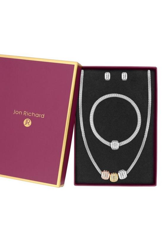 Jon Richard Gift Packed Three Tone Crystal Charm 3 Piece Jewellery Set 2