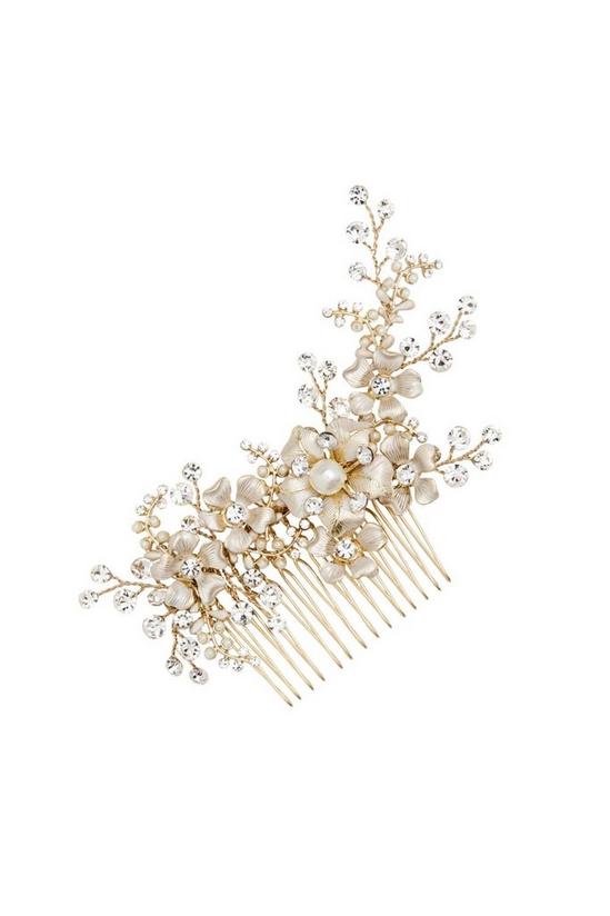 Jon Richard Bridal Gold Floral And Crystal Hair Comb 1