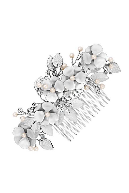 Jon Richard Silver Plated Brushed Floral Hair Comb 1