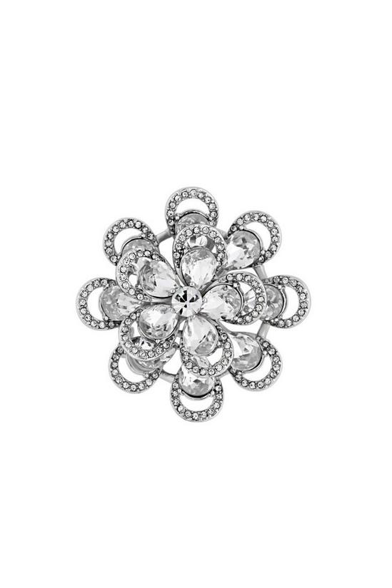 Jon Richard Gift Packaged Silver Crystal Flower Brooch 1