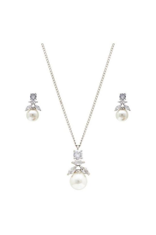 Jon Richard Gift Packaged Cubic Zirconia And Pearl Earring And Necklace Set 1