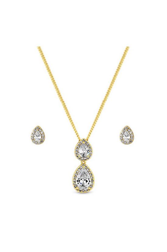 Jon Richard Gift Packaged Gold Cubic Zirconia Earring And Necklace Set 1