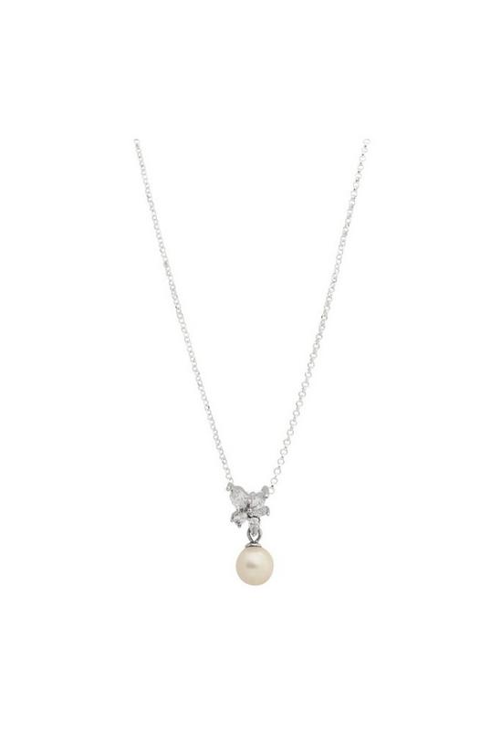 Simply Silver Sterling silver 925 with Freshwater Pearl Floral Necklace 1