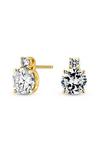Simply Silver 14ct Gold Plated Sterling Silver with Cubic Zirconia Mini Solitaire Stud Earrings thumbnail 1