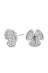 Simply Silver Sterling Silver 925 with Cubic Zirconia Baguette Stone Flower Stud Earrings thumbnail 1