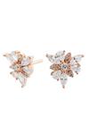 Simply Silver 14ct Rose Gold Plated Sterling Silver With Cubic Zirconia Miss-Match Floral Stud Earrings thumbnail 1