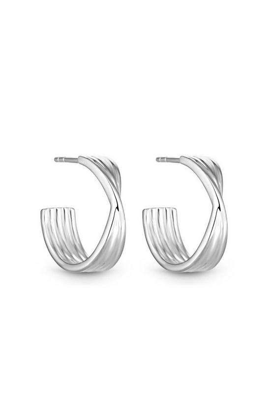 Simply Silver Sterling Silver 925 Polished Ridge Twist Hoop Earrings 1