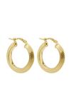 Simply Silver 14ct Gold Plated Sterling Silver Diamond Cut Flat Hoop Earrings thumbnail 1