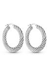 Simply Silver Sterling Silver 925 Textured Creole Hoop Earrings thumbnail 1
