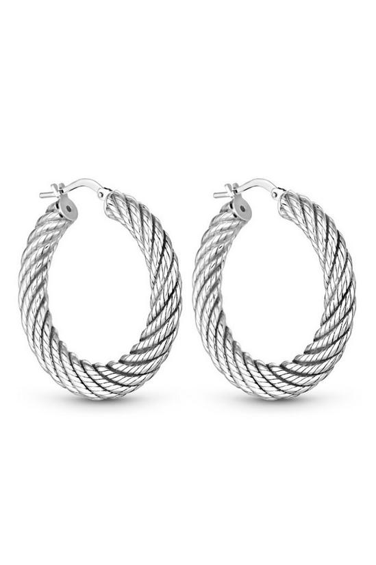 Simply Silver Sterling Silver 925 Textured Creole Hoop Earrings 1