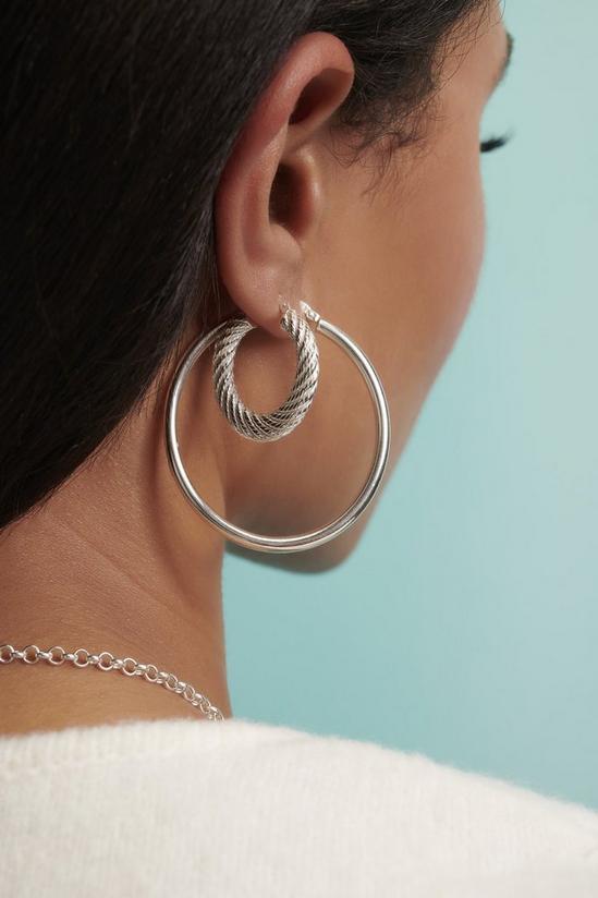 Simply Silver Sterling Silver 925 Textured Creole Hoop Earrings 2