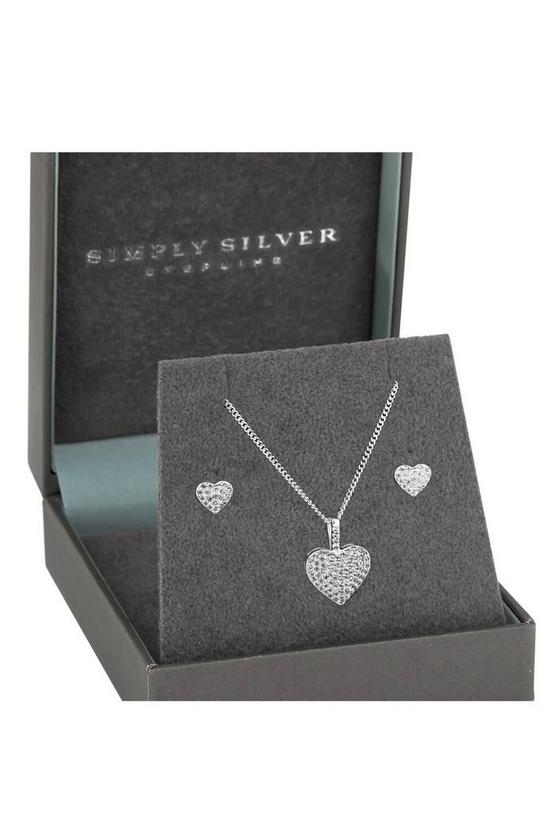 Simply Silver Gift Packaged Sterling Silver 925 Pave Heart Jewellery Set 2