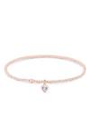 Simply Silver 14ct Rose Gold Plated Sterling Silver 925 with Cubic Zirconia Beaded Heart Charm Bracelet thumbnail 1