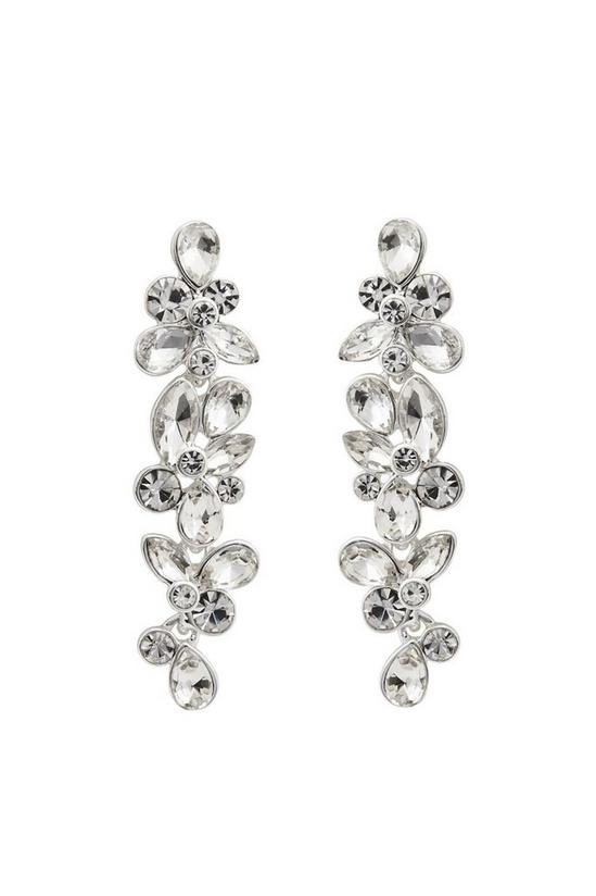 Mood Silver Crystal Cluster Drop Earrings 1