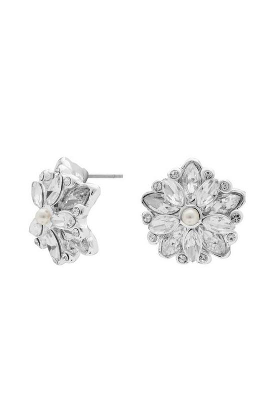 Mood Silver Crystal Flower Stud Earrings 1