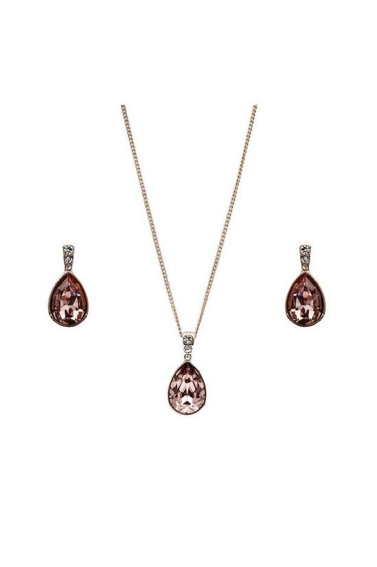 Mood Rose Gold Peardrop Necklace and Earring Jewellery Set 1