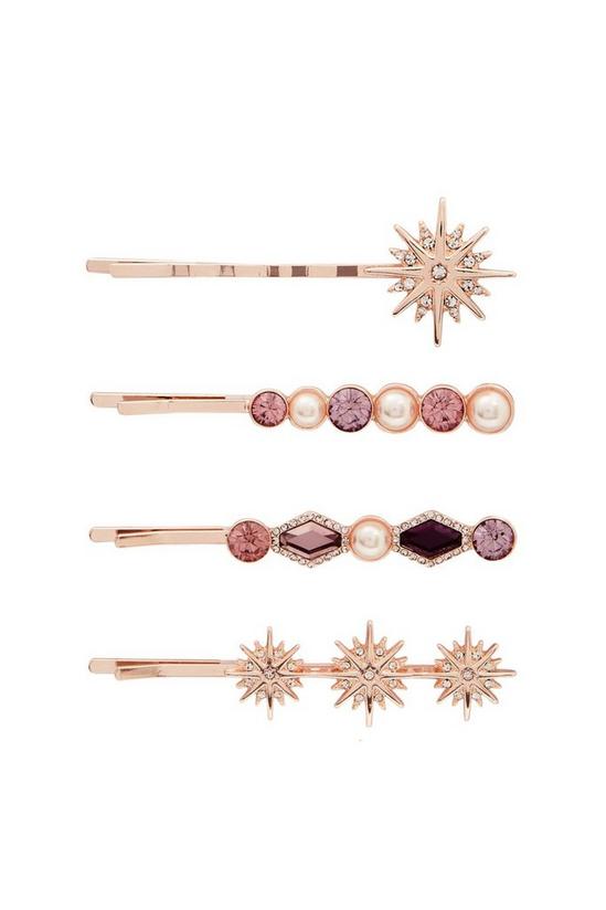 Mood Rose Gold Crystal and Pearl Celestial 4 Pack Hair Clips 1