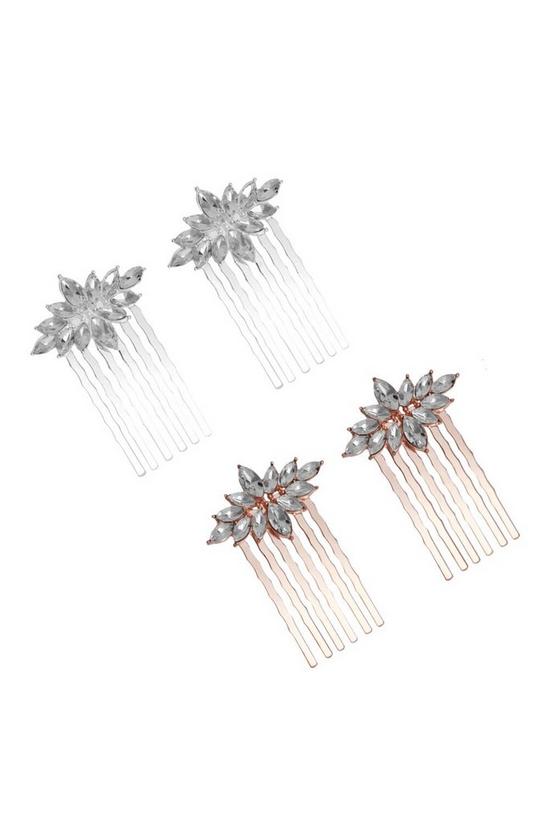 Mood Two Tone Crystal 4 Pack Hair Comb 1