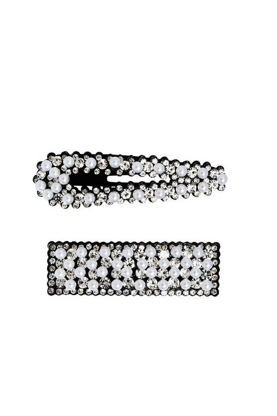 Mood 2 Pack Silver Plated Crystal And Pearl Hair Clips 1