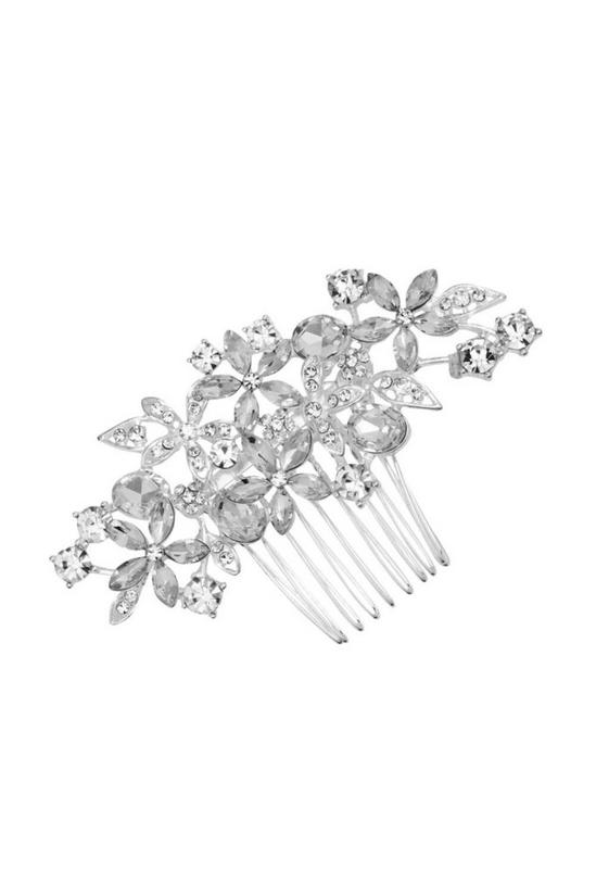 Mood Silver Crystal Floral Hair Comb 1