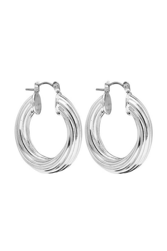 Lipsy Silver Diamond Cut Hoop Earrings 1