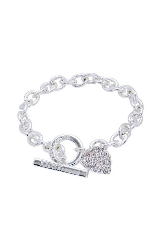 Lipsy Silver With Crystal Heart T-Bar Bracelets 1