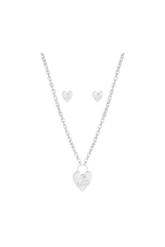Lipsy Silver With Crystal Logo Chain Jewellery Set 1
