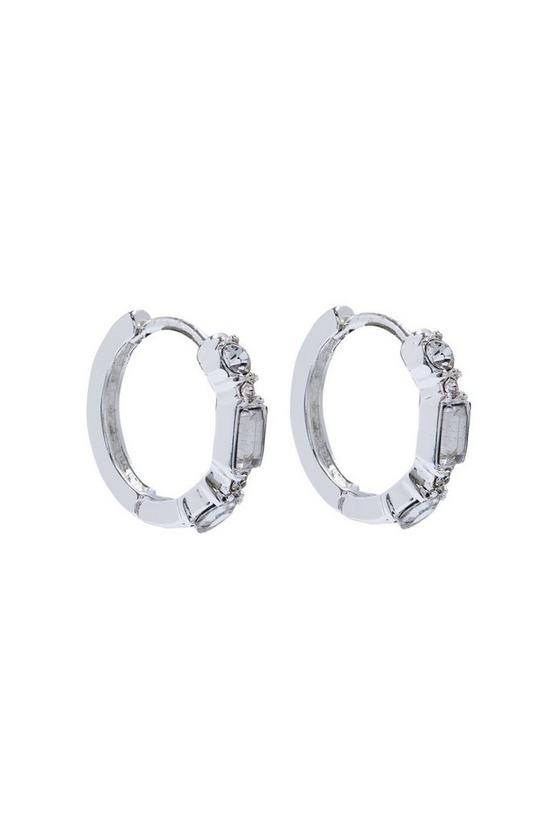 Lipsy Silver with Crystal Stone Set Mini Hoop Earrings 1
